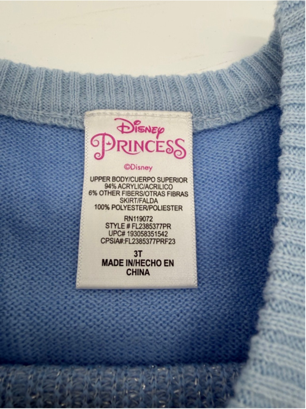 Disney Princess Blue Cinderella Casual Dress 3T - Picture 2 of 3